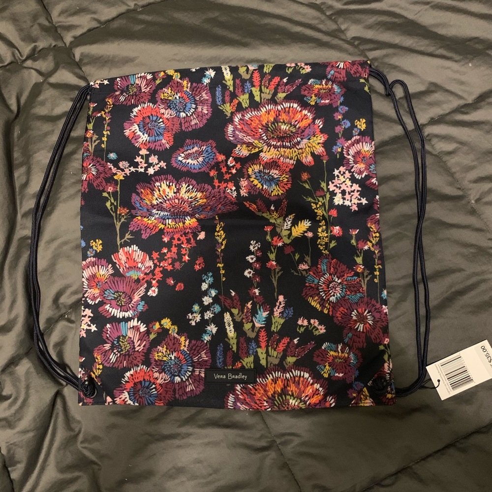 Vera Bradley midnight wildflowers drawstring bag